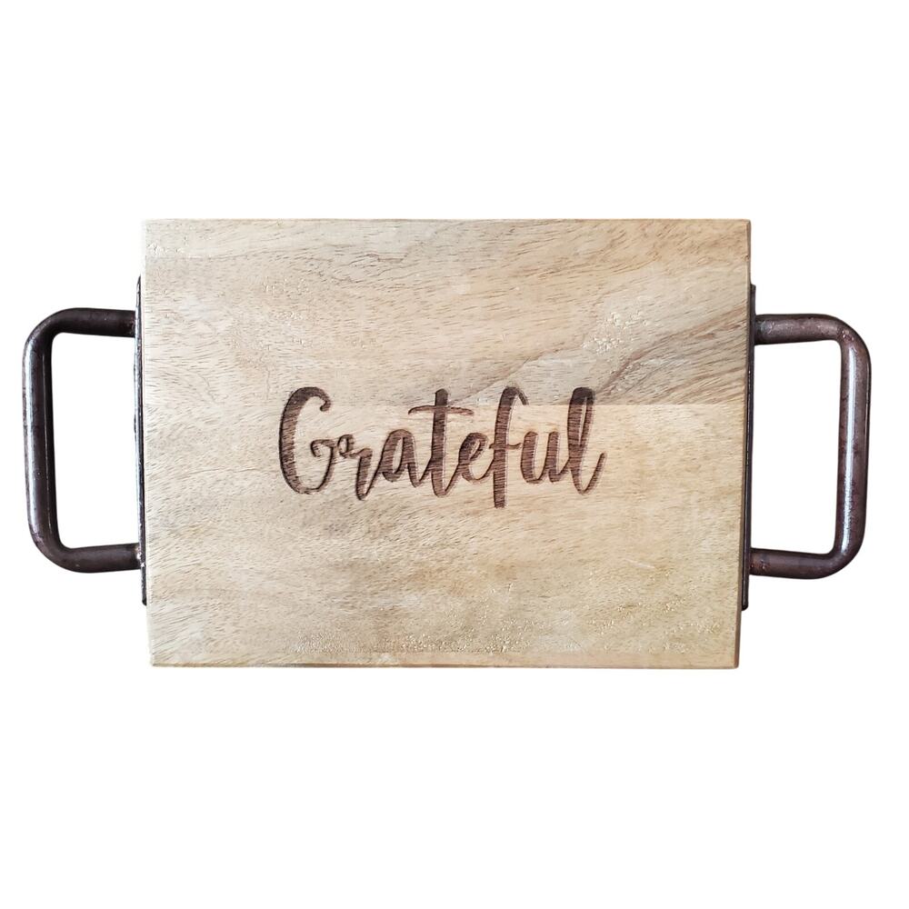Grateful Home Decor Mini Cheese Plate Tray Adult's 11X6" Wood Cutting Board Farm
